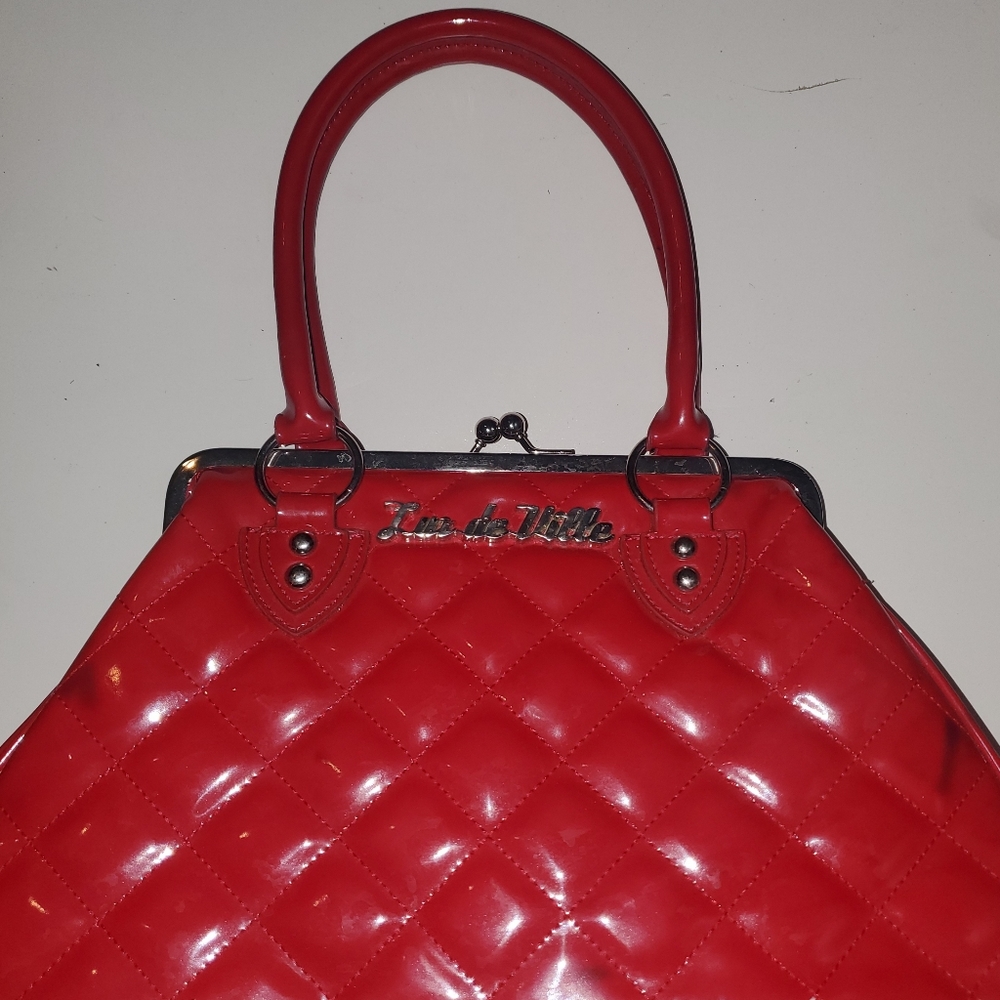 DeLux Retro Style Red Pleather Handbag